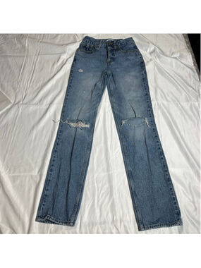 Women's Good American Straight Leg Jeans Size 0 Blue Distressed